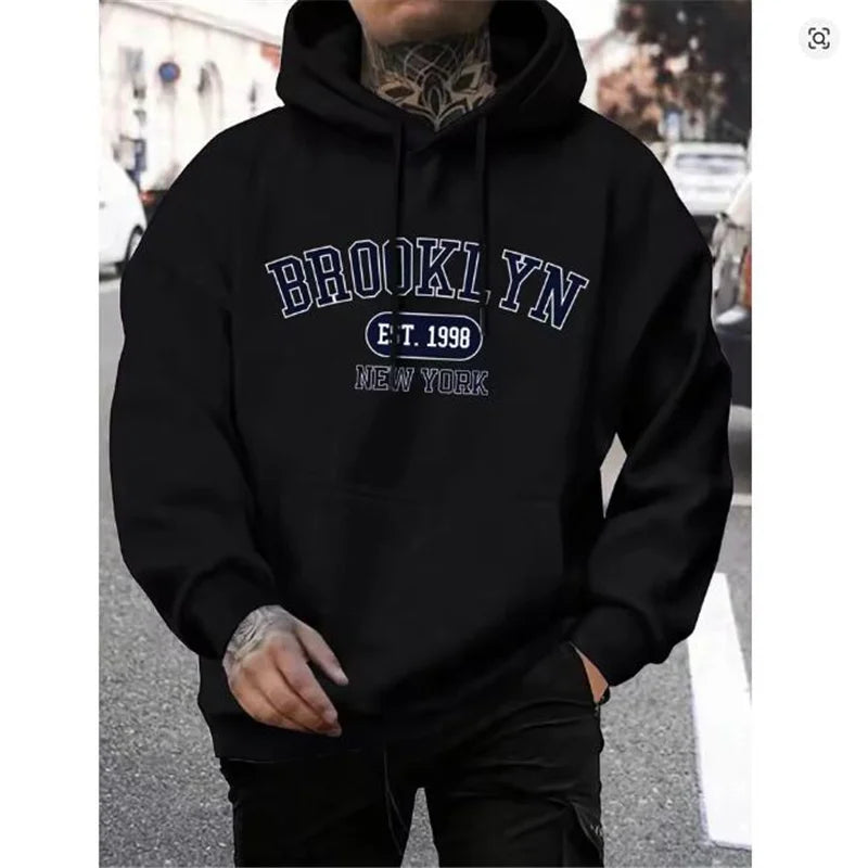 Brooklyn Est 1998 New York Printing Men Hoodies Harajuku Crewneck Hoodie Fashion Oversize Hoody Autumn Comfortable Tracksuit