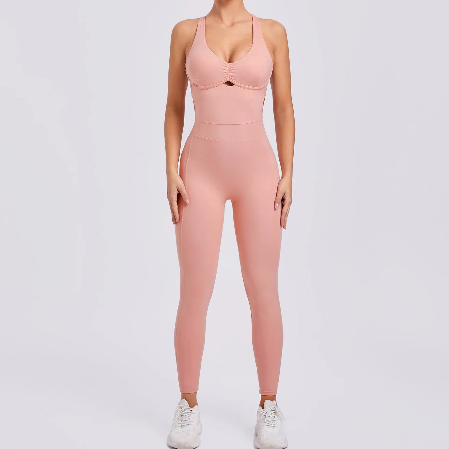 Women Gym Jumpsuit - Backless Fitness Jumpsuit | Breathable Nylon Spandex Blend Activewear