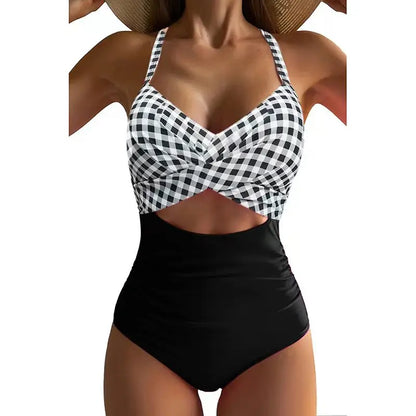 One Piece Women Set Swimsuit Print  Backless Puch Up Solid Sexy Women's Swimwear Bandage Ruched Female Bathing Suit Beachwear