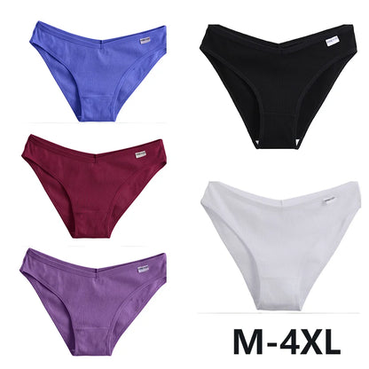 Women Cotton Panties - 5PCS Mid Rise Briefs Plus Size Sexy Ladies Underwear