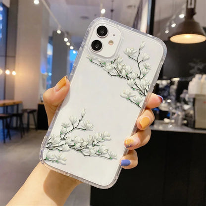 Flower Phone Case For iPhone 17 Case iPhone 15 13 14 11 12 16 Pro Max 7 8 Plus 12 13 Mini XR SE Soft Silicone Transparent Cover