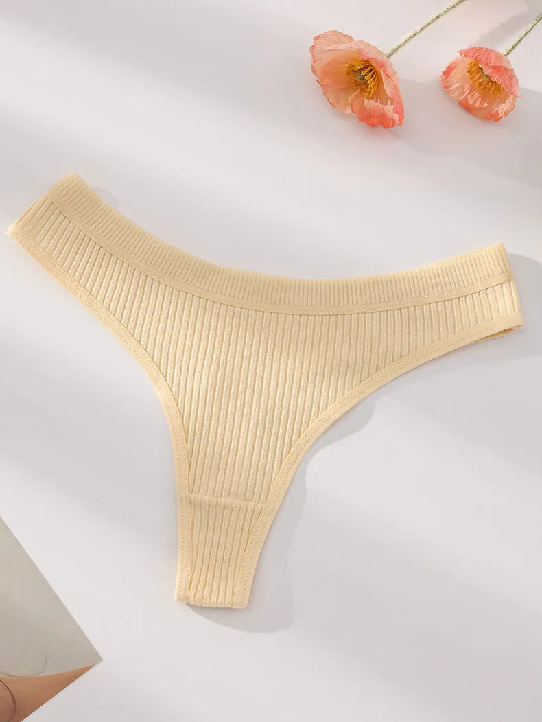 7Pcs Women's Thongs Panties Cotton Striped Underwear Sexy Women Lingerie Solid Intimates Comfort Panty Soft Hot G-Strings XS-XXL