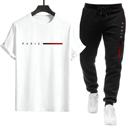 Versatile Jogging Daily Men's Tracksuit Casual Quality Summer Outdoors Sports Single Piece Short-sleeved T-shirt and Sport Pants