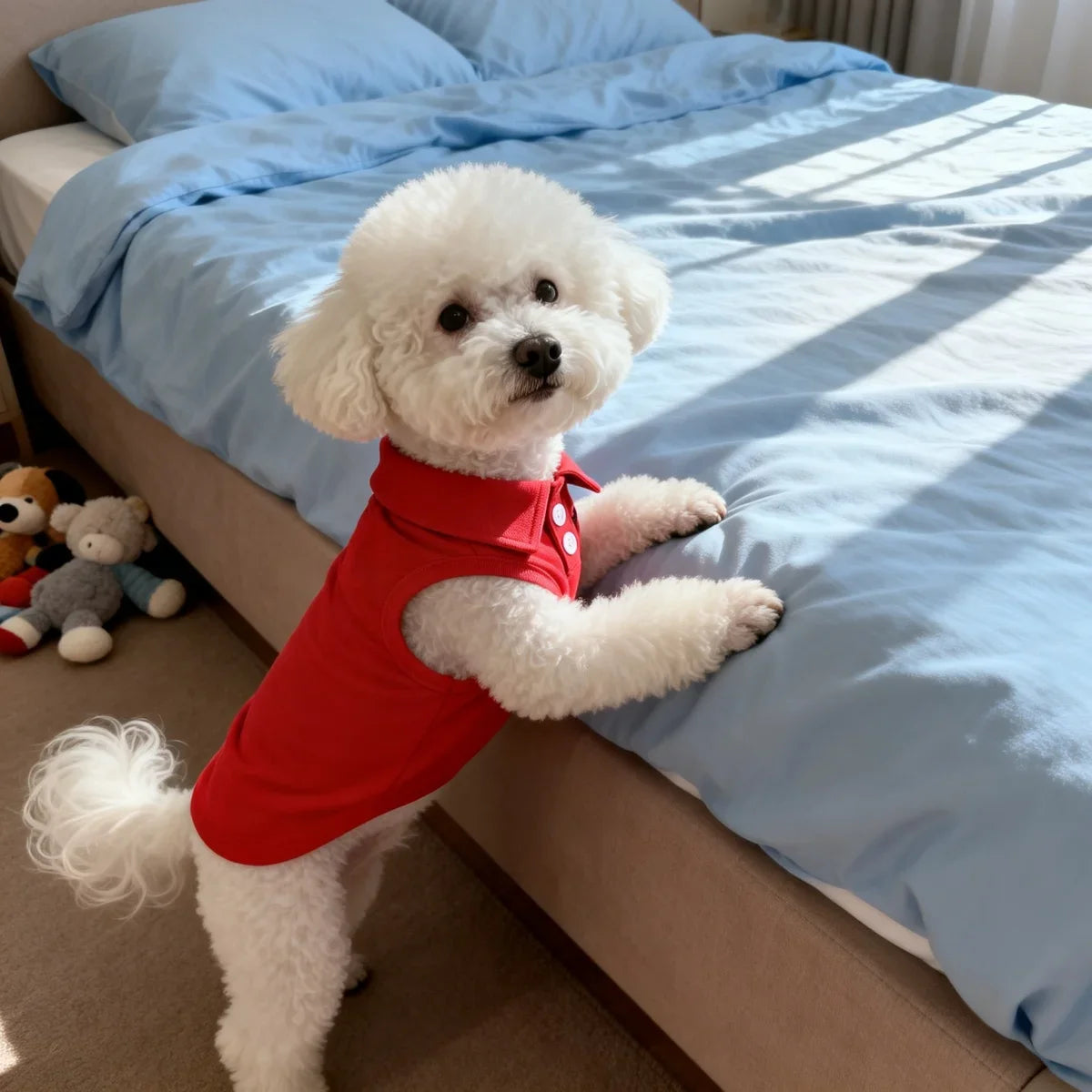 Solid Color Polo Shirt Puppy Thin Breathable T-shirt Cat Vest Bipod Pet Clothing Skin Friendly and Delicate