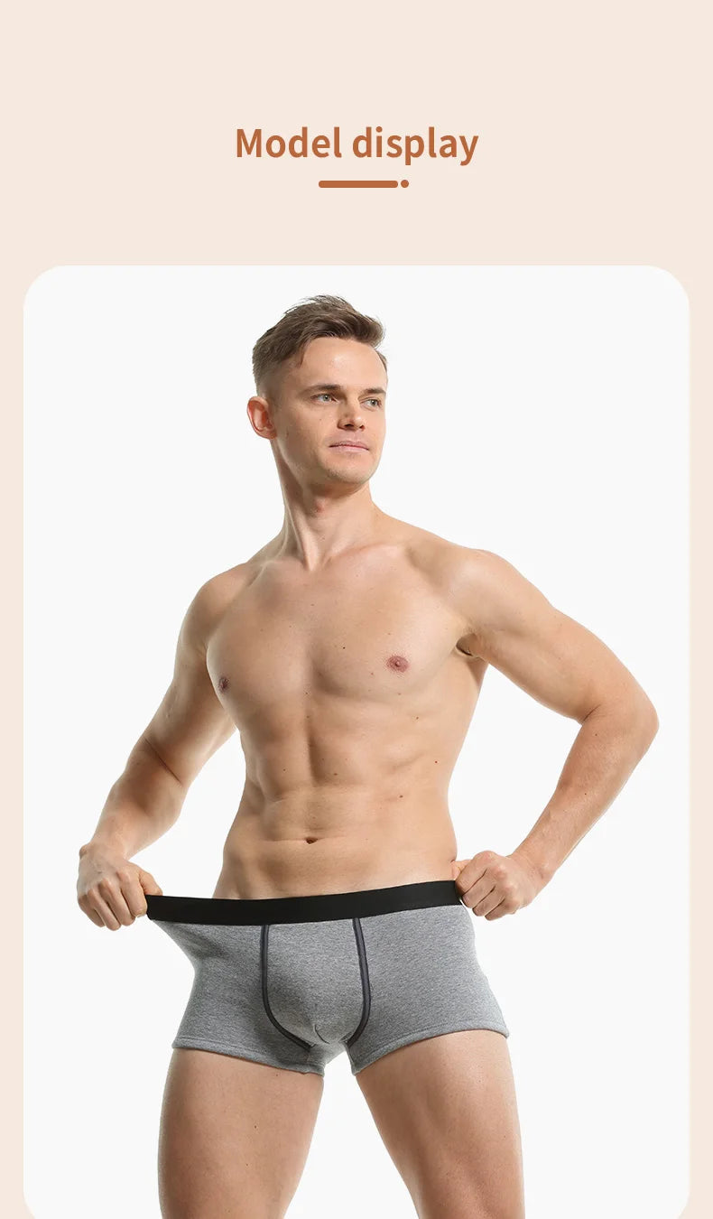 3-Pack of Warm Underwear for Men, Velvet and Thickeneded, Men's Boxer Briefs, Autumn and Winter Cold-Proof Shorts, Boys' Sports