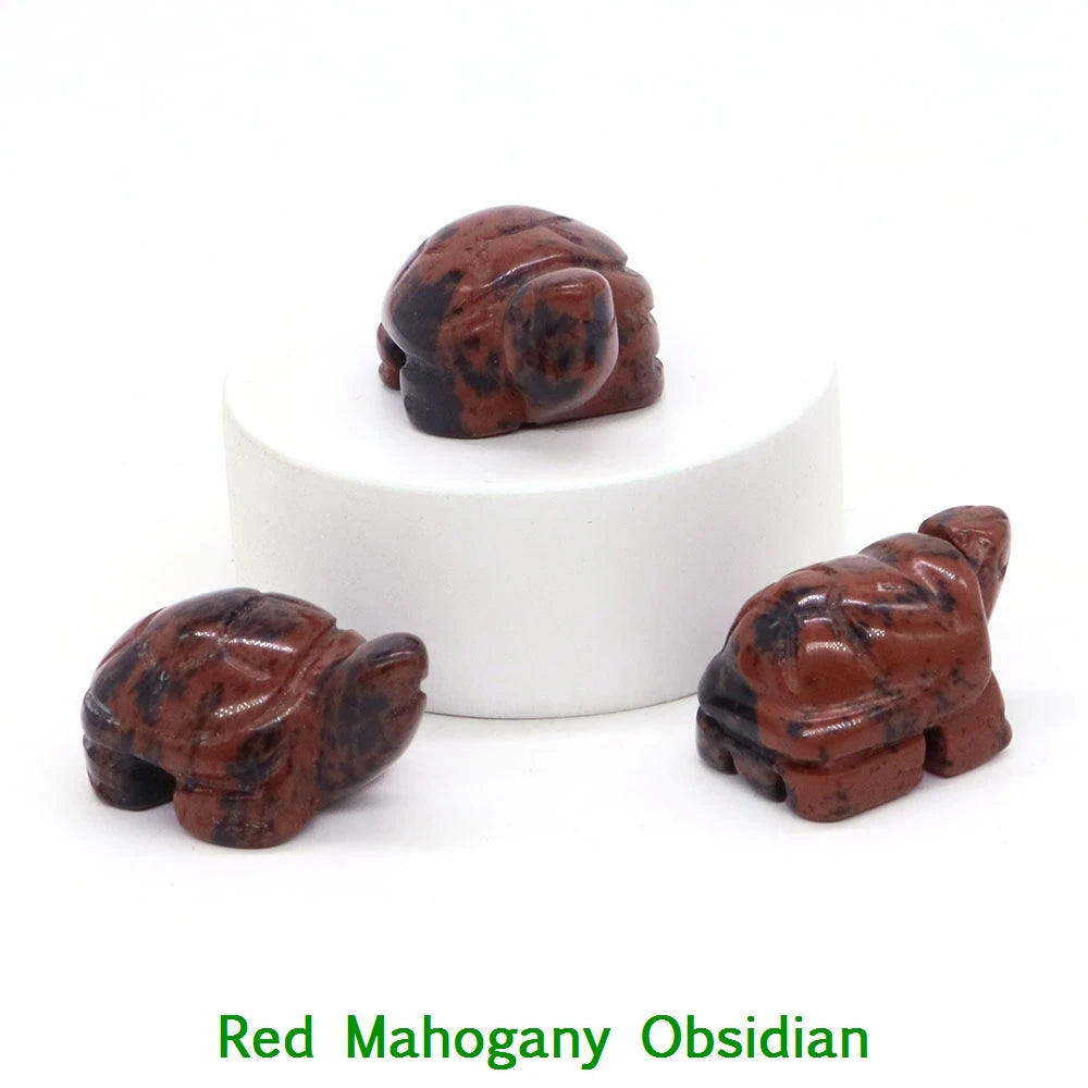 1.2" Mini Natural Crystal Stone Turtle Statue Reiki Healing Tortoise Figurine Amulet Fengshui Sculpture for Home Office Decor