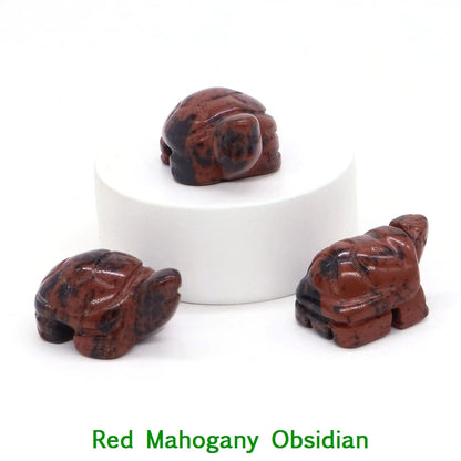 1.2" Mini Natural Crystal Stone Turtle Statue Reiki Healing Tortoise Figurine Amulet Fengshui Sculpture for Home Office Decor