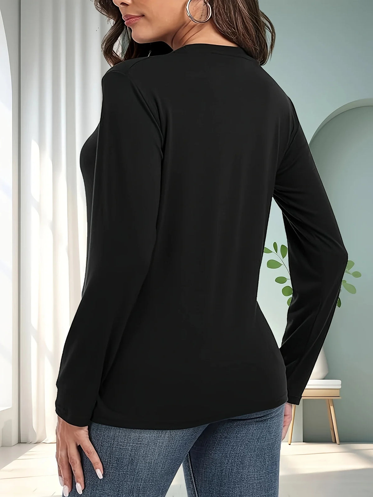 Women's Spring and Autumn 100% Cotton Fashion Casual Loose You Are Enough Printed Round Neck Long Sleeve T-shirt Top