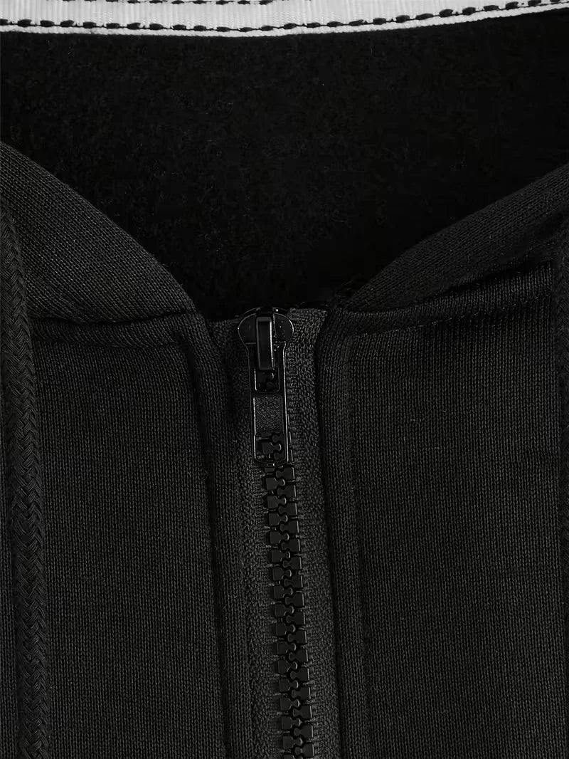 Women Oversized Zip Up Hoodie Solid Black Loose Full Zipper Hooded Sweatshirt Casual Pocket Streetwear Soft Thick Hooded Jacket