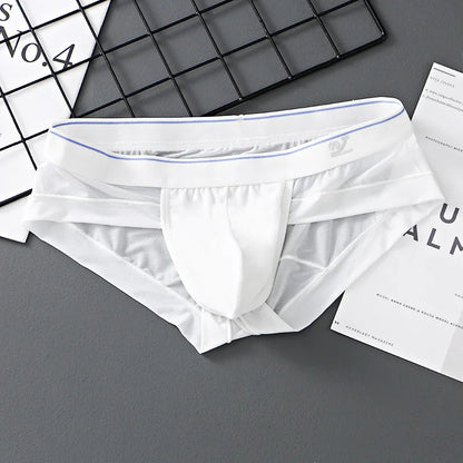 Sexy Men's boxer Ice screen hole cueca large convex  breathable quick dry men's boxers solid color underpants men underwear new