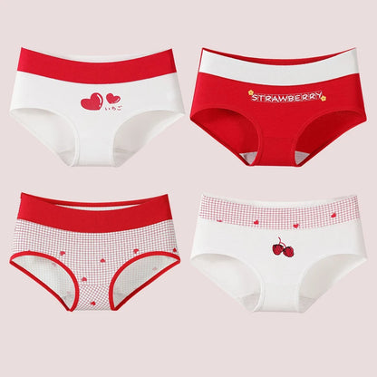 4Pcs/Set High Waist Cotton Panties Women Body Shaper Underwear Fashion Print Panty Girls Briefs Seamless Female Lingerie