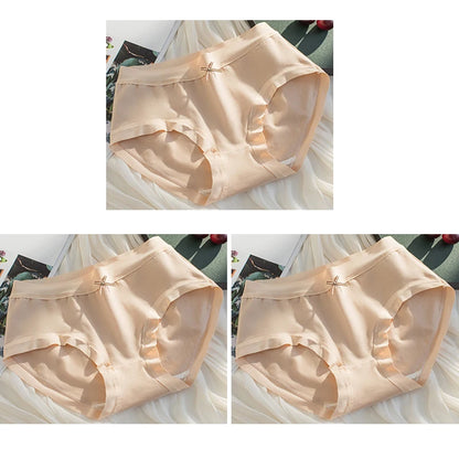 Cotton Women Panties - Mid Waist Breathable Cotton Briefs With Bow Decoration