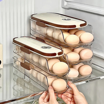 Egg Storage Box - Automatic Rolling Egg Holder Rack for Refrigerator