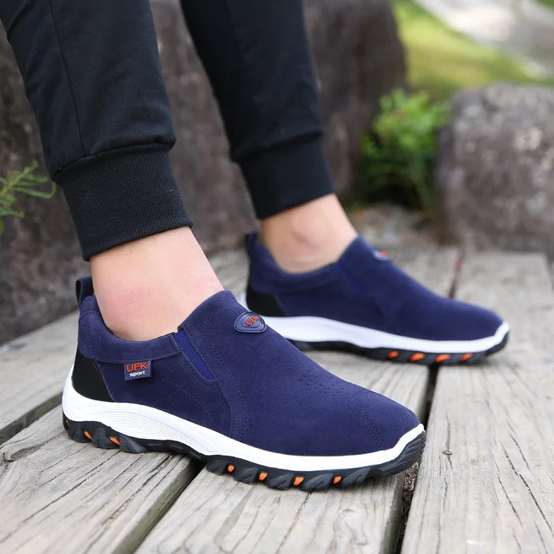 New Casual Shoes Men Sneakers Outdoor Walking Shoes Loafers Autumn Slip On Suede Leather Male Footwear Plus Size 48 49 50 MSH004