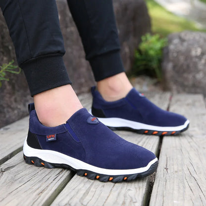 New Casual Shoes Men Sneakers Outdoor Walking Shoes Loafers Autumn Slip On Suede Leather Male Footwear Plus Size 48 49 50 MSH004