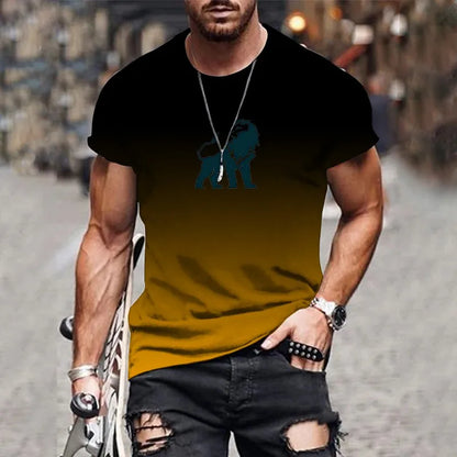 Men's 3D Printed T-Shirt - Summer Streetwear Gradient Printed Tee | Plus Size Pullover