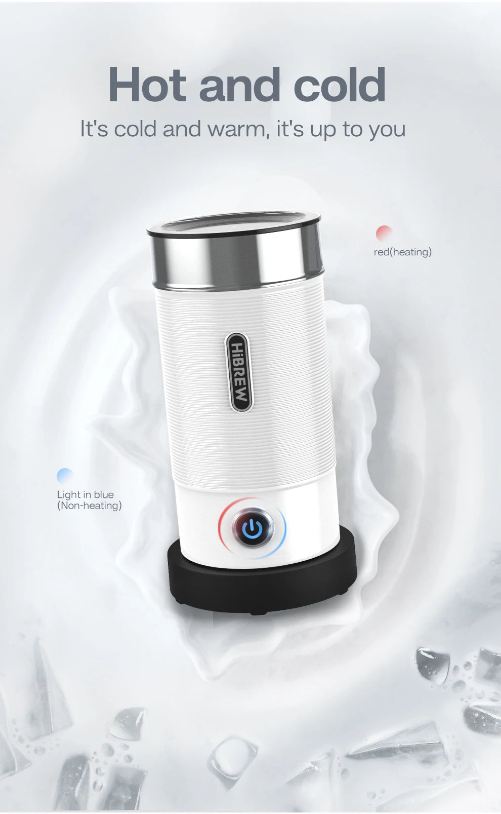 HiBREW Automatic Milk Frother  Warmer - ColdHot Latte  Cappuccino Mixer - ZOOMNSTORE