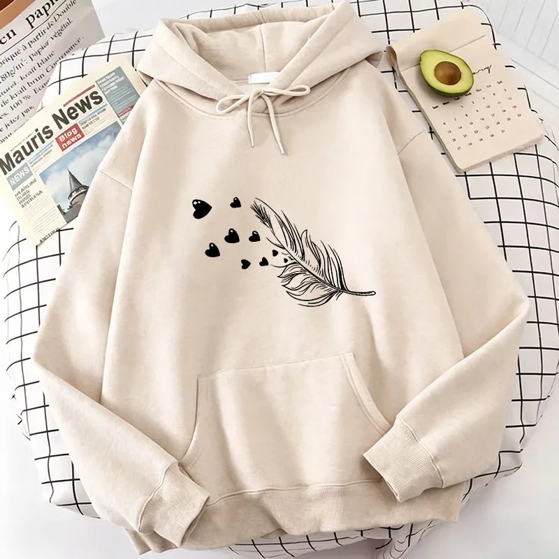 Retro Love Heart with Leaf Casual Hoodies Sweatshirts Men Women Fashion Clothing Hooded Casual Y2k Sweatshirt