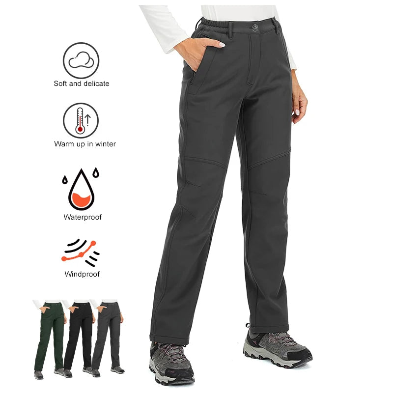 Windproof Thermal Pants for Women, Soft Trousers for Hiking, Camping, Outdoor Sports, Mountain Climbing, Travel, Winter