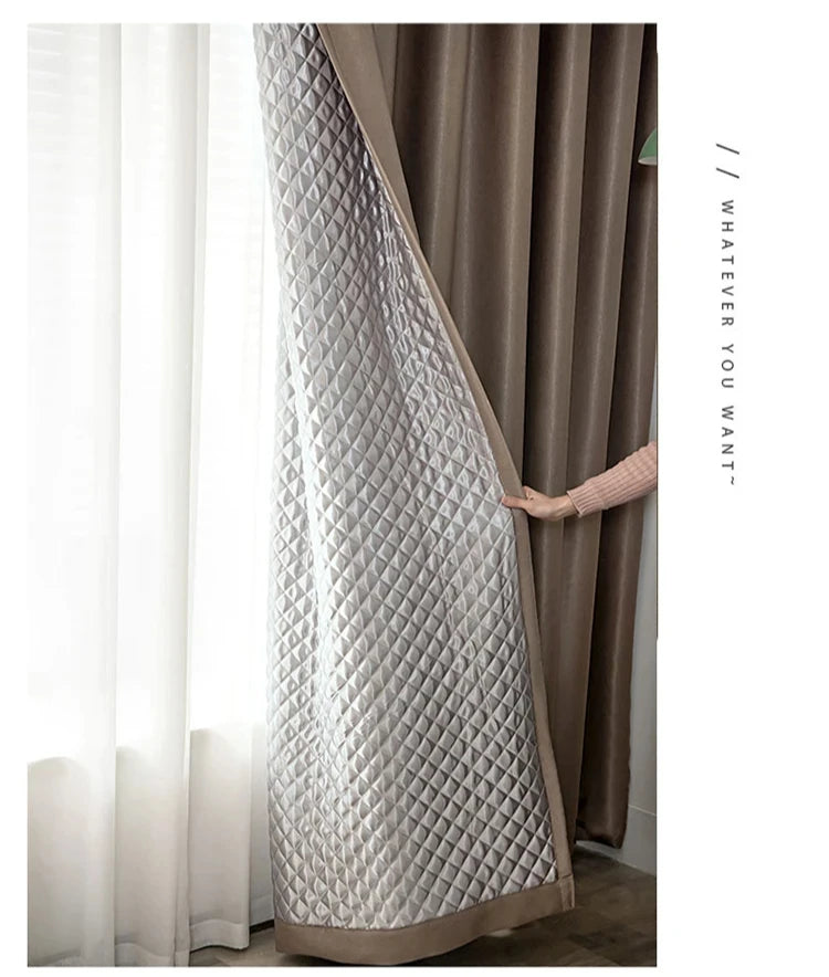 Windproof Winter Curtains - Thick Cotton Thermal Drapes for French Windows | Sound Insulation & Energy Saving