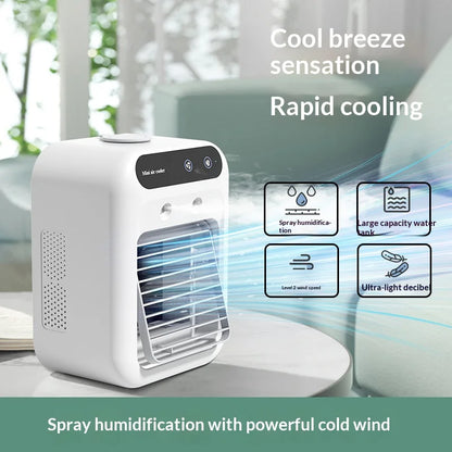 Portable Dormitory Spray Cooler with Humidification, Electric Fan, Desktop Mobile Air Cooler for Small Household Air Conditioner