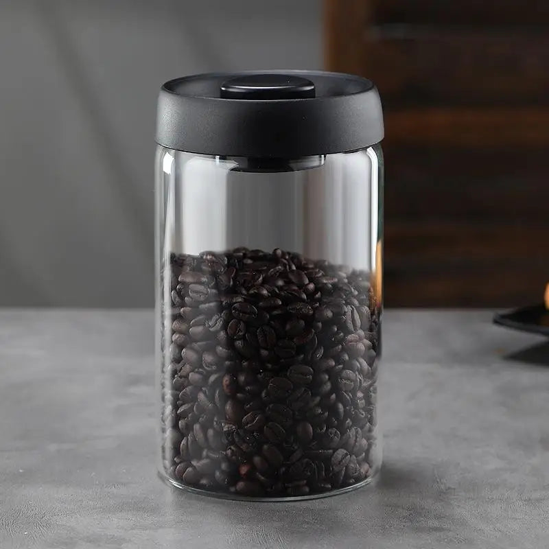 Vacuum Sealed Coffee Jar - Airtight Glass Container For Coffee Bean Storage