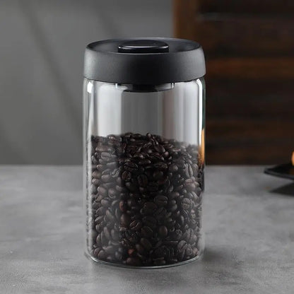 Vacuum Sealed Coffee Jar - Airtight Glass Container For Coffee Bean Storage
