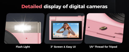 4K Digital Camera - 64 Megapixel Portable Camera With 16x Digital Zoom & Rotating Flip Screen