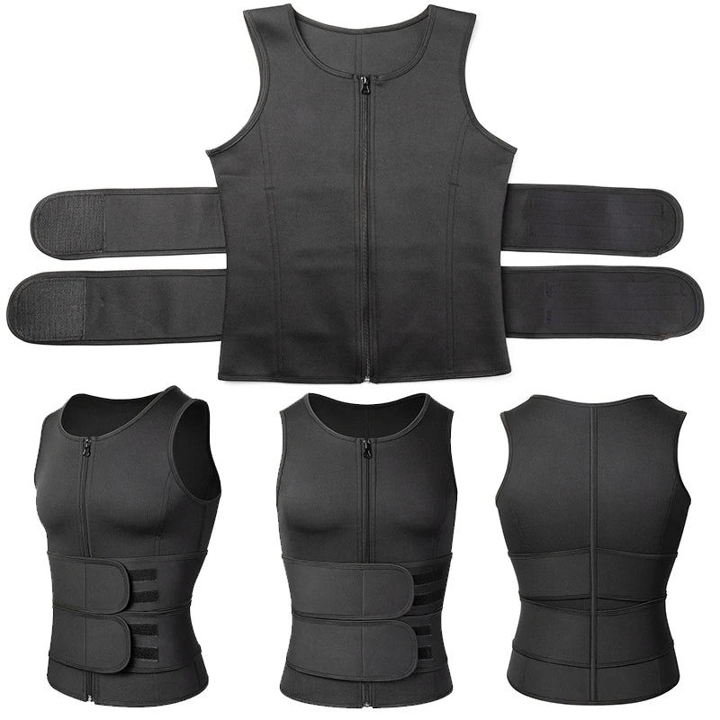 Men Body Shaper Vest – Waist Trainer Shirt | Slimming Compression Undershirt Sauna Sweat Vest