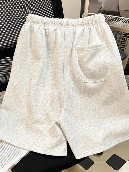BMW Y2k Print Shorts Men Summer Casual Streetwear Gym Fitness Sports Five-point Pants Elastic Waist Loose Comfort Daily Bottoms