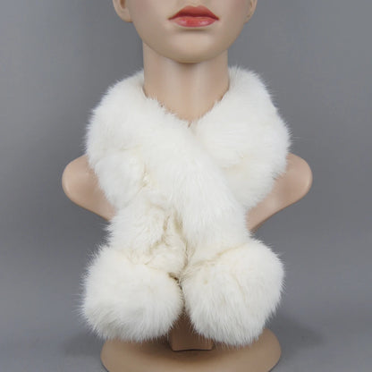 Rabbit Fur Scarf - Genuine Real Natural Fur Muffler for Women Winter Warmth