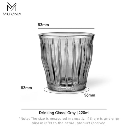 Glass Coffee Cup - MUVNA Ribbed Heat Resistant Espresso Mug, Transparent Gray