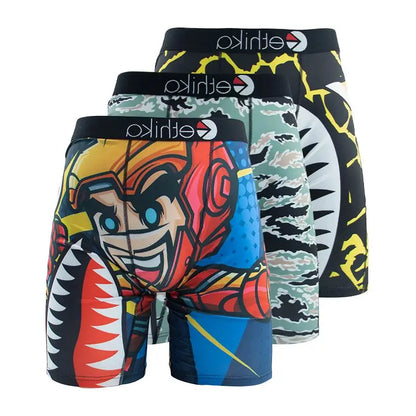 3Pcs Sexy Men Underwear Boxer Shorts Cueca Male Printed Panties Lingerie Men Underpants Boxershorts Plus Size Boxer Briefs XXXL