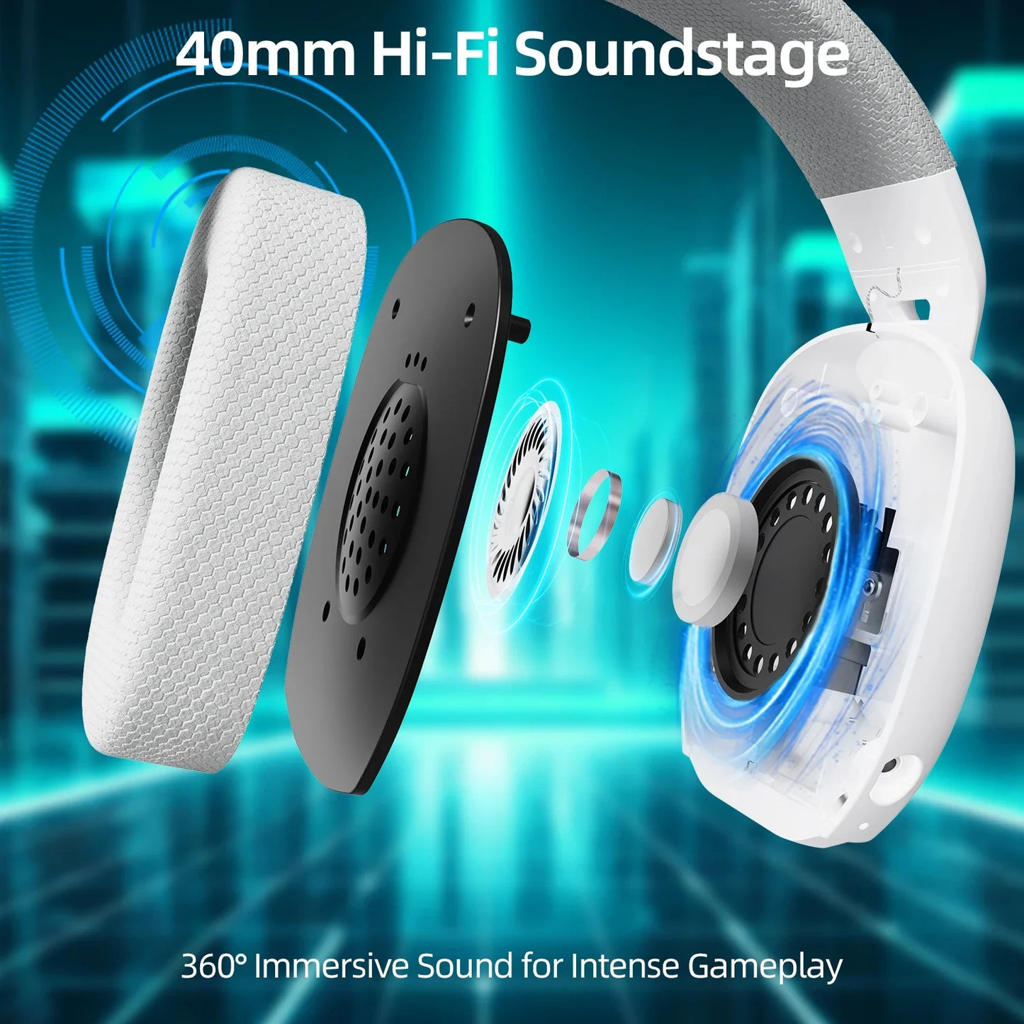 ATTACK SHARK L80PRO Wireless Gaming Headset 2.4G/BT/Wired Ultra-Light 40mm Drivers Low Latency Headphone for PC PS5 Switch Xbox