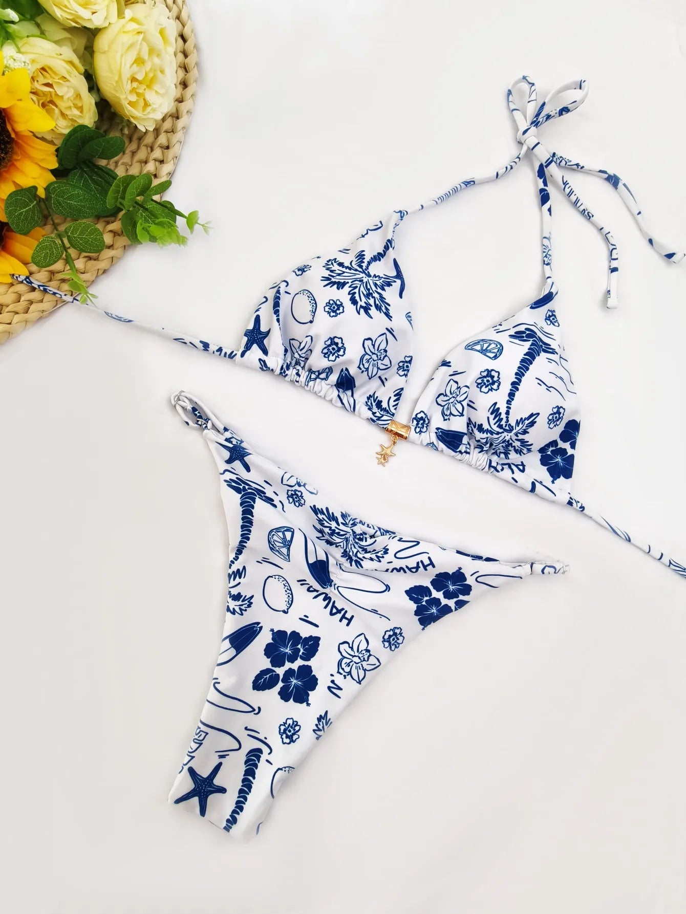 Polka Dot Bikini - Women's Sexy Strap Split Bikini Set | Wire Free Swimwear