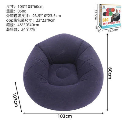 Inflatable Lazy Sofa U-shaped Flocking with Armrests, Backrest Seat Outdoor Pvc Indoor Portable Single Inflatable Sofa