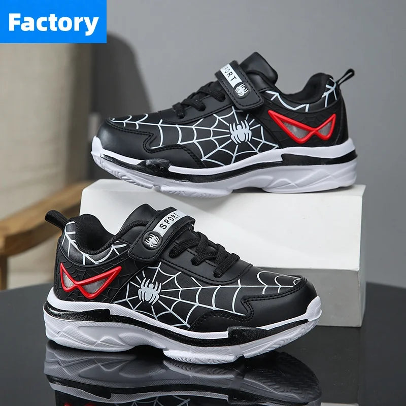 Brand Kids Cartoon Spider Sneakers Boys Comfortable Sports Shoes Outdoor Non-slip Tennis Shoes Lightweight Casual Running Shoes