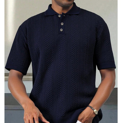 US Size Mens Knit Shirts Casual Stretch Golf Shirts Short Sleeve Polo Shirt Men's Summer Old Money Knit Top