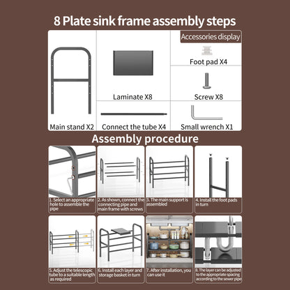 Expandable Under Sink Organizer - Multi-Use Cabinet Storage Rack with Removable Baskets - ZOOMNSTORE