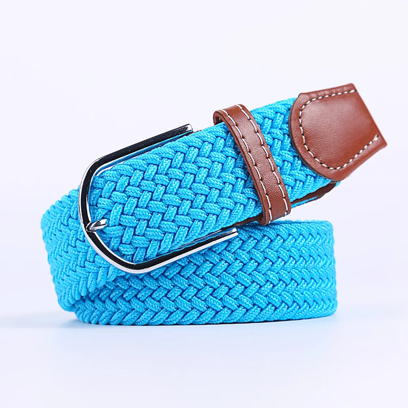 Unisex Stretch Jeans Belt - Casual Knitted Woven Canvas Pin Buckle