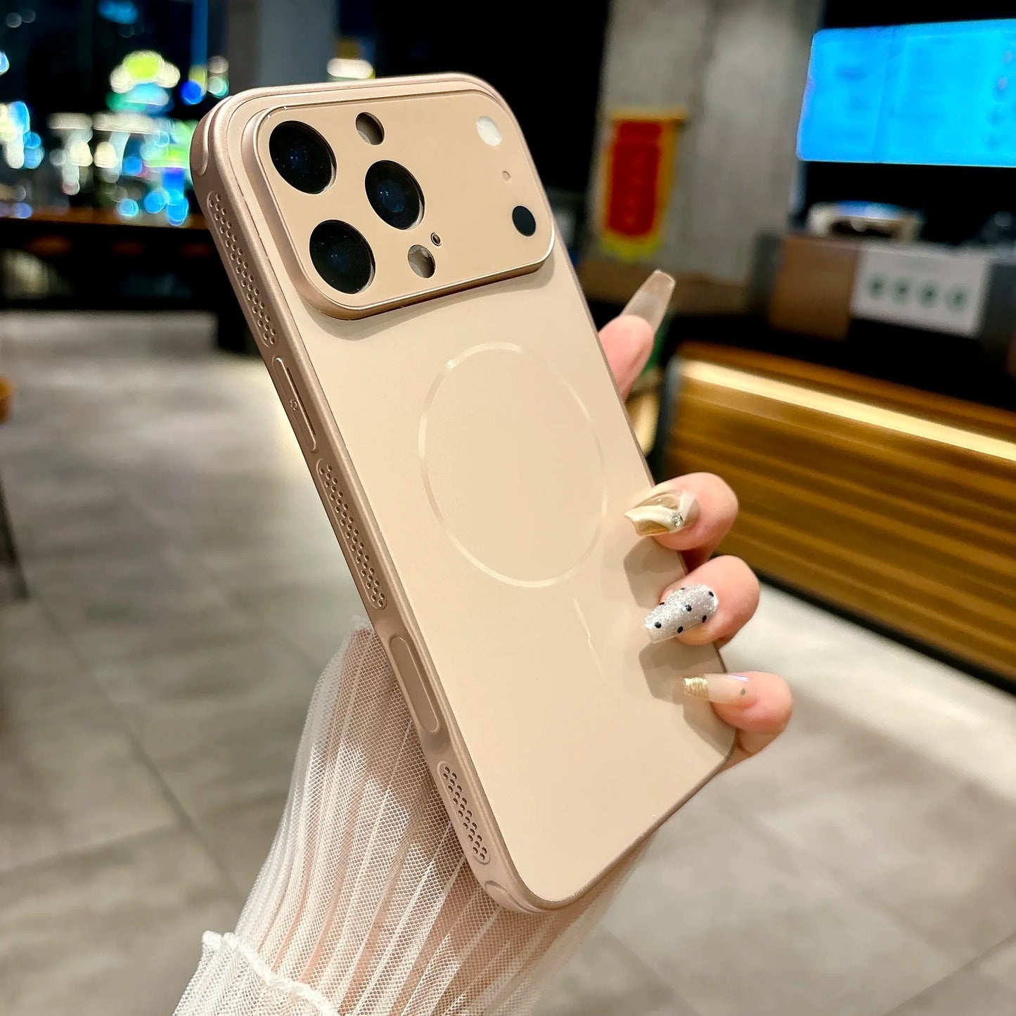 Luxury Matte Glass Lens Protection Case For iPhone 17 Air 16 15 14 13 Pro Max Plus For Magsafe Magnetic Shockproof Hard PC Cover