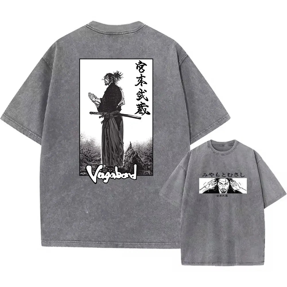 Men Streetwear Tshirt - Vintage Harajuku Anime Graphic Print Black Cotton Tee