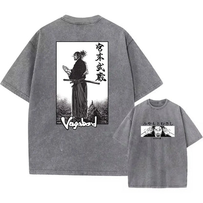 Men Streetwear Tshirt - Vintage Harajuku Anime Graphic Print Black Cotton Tee