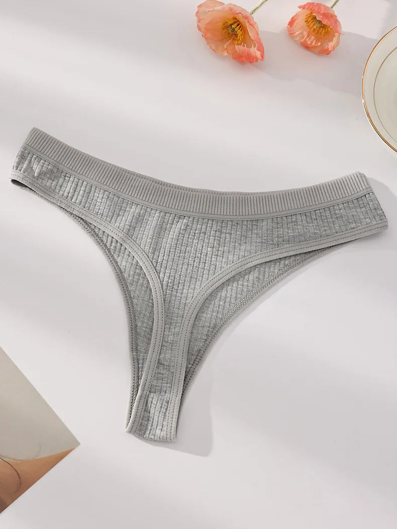 7Pcs Women's Thongs Panties Cotton Striped Underwear Sexy Women Lingerie Solid Intimates Comfort Panty Soft Hot G-Strings XS-XXL