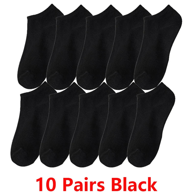 10/20/30 Pairs Men's Ankle Socks Solid Color Breathable Comfy Sweat-absorbing Boat Socks Casual Short Socks