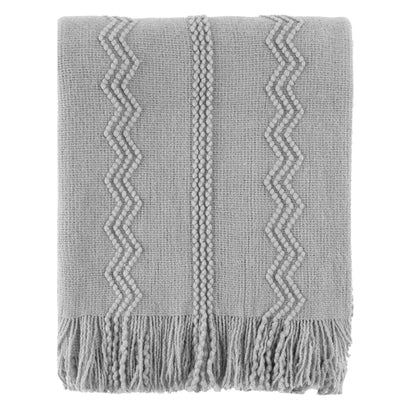Caramel Knit Throw Blanket - Lightweight Plaid Blanket for Couch and Bed