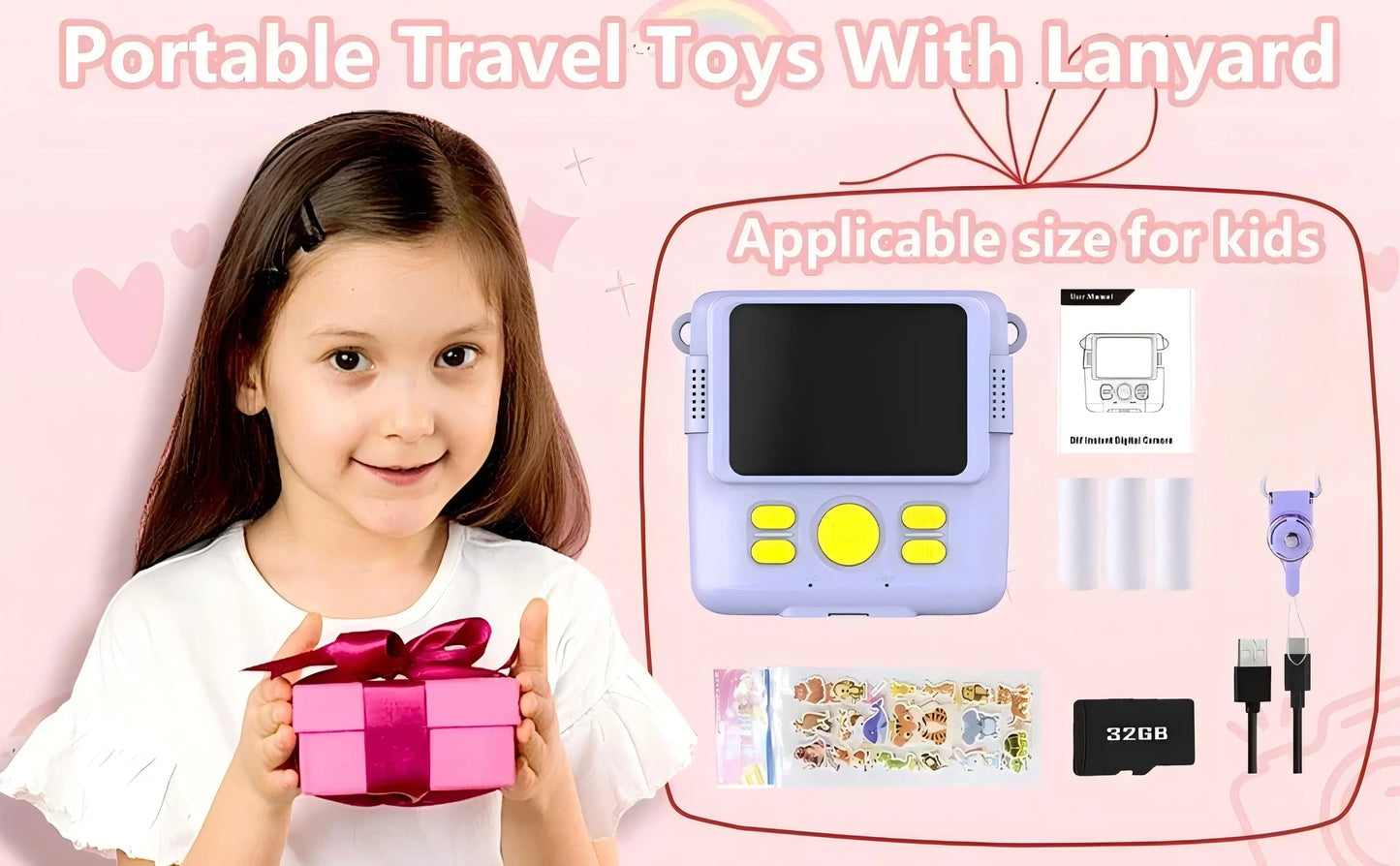 Instant Print Camera - Kids Digital Camera with 1080P HD Video, Waterproof & Shockproof Toy