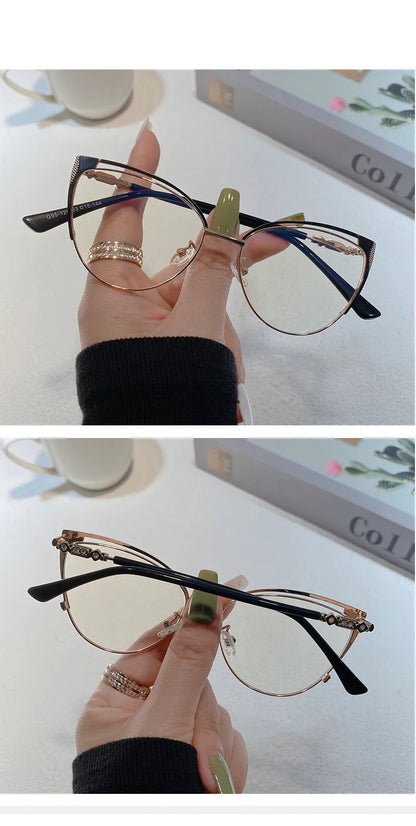 New Brand Design Retro Lady Cat Eye Frame Photochromic Anti Blue Light Computer Hyperopia Women Reading Glasses Degrees 0 to +6
