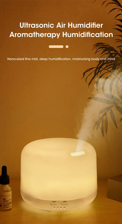 500ML Essential Oil Diffuser - Mini Aroma Humidifier with Colorful Night Lights