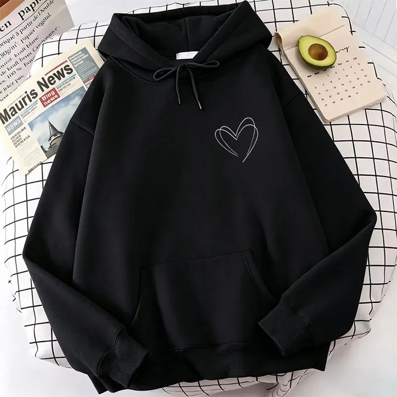 Fashion Women love heart Print Hoodies Spring Autumn Winter Casual Hoodies Sweatshirts Tops Hoodie Sweatshirt